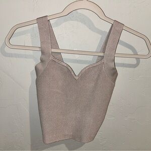 Abercrombie & Fitch Ribbed Taupe Crop Top